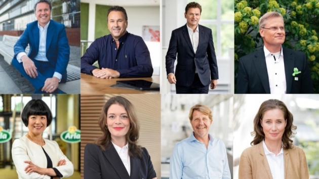 Das erwarten Unternehmen im neuen Jahr - v.o.l.n.u.r.: Hartmut Wunram, Wüsthof; Michael Hähnel, Rügenwalder Mühle; Kilian Manninger, WMF Group; Reinhard Schneider, Werner & Mertz; Lillie Li Valeur, Arla Foods; Annegret Wittich-Höffer, Galderma; Marc-Aurel Boersch, Nestlé Deutschland; Kristina Bulle, Procter & Gamble - Quelle: Wüsthof, Rügenwalder Mühle, Werner & Mertz/Evelyn Dragan, pixel&korn, Dominik Gierke, Andreas Reeg Photography, Denise Claus Fotografie, Procter & Gamble